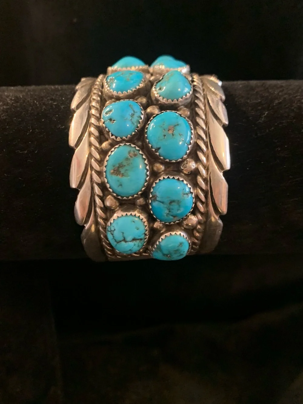 Handcrafted Sterling Silver Turquoise Cuff Bracelet - Turquoise Blue